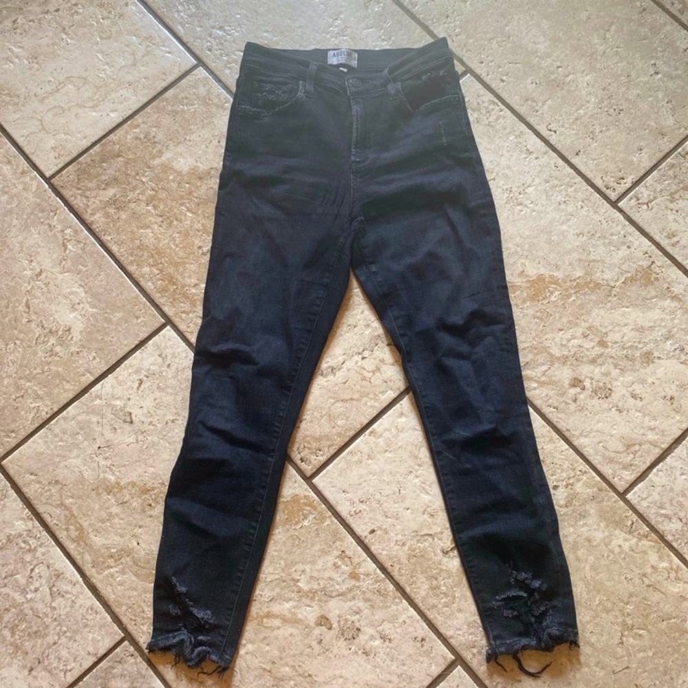 AGOLDE Sophie crop black skinny jeans size 28